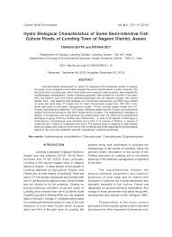 Biological Organization From Smallest To Largest That The Students Can Expect To Find At The Pond Pdf Hydro Biological Characteristics Of Some Semi Intensive Fish Culture Ponds Of Lumding Town Of Nagaon District Assam