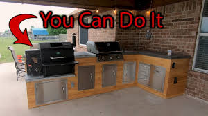 You can store tools, ingredients and more with zero effort. Easy Outdoor Kitchen Diy With Built In Weber Propane Grill Gmg Daniel Boone And Concrete Counters Youtube