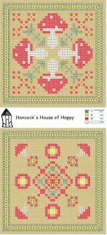 free woodland mushroom biscornu cross stitch chart at