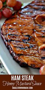 Advertisement step 2 mix water, brown sugar, worcestershire sauce, and cloves in a baking dish. Ham Steak With Honey Mustard Glaze Recipe Ham Steaks Grilled Ham Ham Steak Recipes