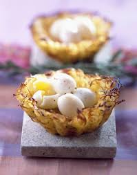 Un Menu De Paques Raffine Nids De Pommes De Terre Aux Oeufs De Caille Food Tesco Real Food Quail Eggs