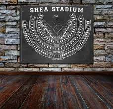 Print Of Vintage Shea Stadium Seating Chart On Photo Paper