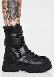 Club Exx Buckled D Ring Lace Up Combat Boots Dolls Kill Lace Up Combat Boots Boots Creeper Boots