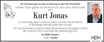 Traueranzeigen von Kurt Jonas