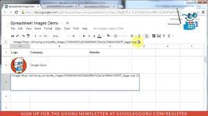 Use the image function to add an image to a cell. Insert Images Into Google Spreadsheet Cells Youtube