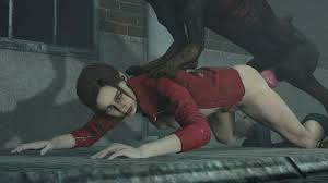 Zombie dog raped brunette Claire Redfield on a mission, Resident Evil porn