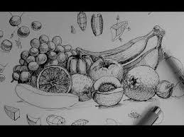 Pen Ink Drawing Tutorials How To Draw A Fruit And Vegetable Still Life Ink Pen Drawings Drawing Tutorial Ink Drawing