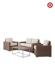 Threshold Heatherstone 4 Piece Wicker Patio Conversation Set Tan Patio Furniture Collection Wicker Patio Set Wicker Patio Furniture