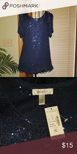Nwt Dress Barn Navy Blue Sequin Top Xl Nwt Dress Barn Dresses Sequin Top Dress Barn Tops
