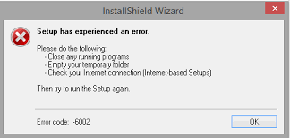 Type installshield1, and then press enter. Installshield Wizard Setup Has Experienced An Error Error Code 6002 Microsoft Community