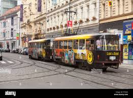 Prague, Czech Republic, rail, tram, tramway, train, urban, city, street,  transport, voyager, modern, iron Stock Photo - Alamy