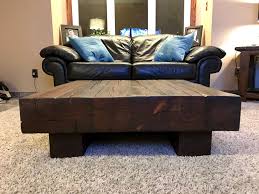 Timber Coffee Table Made From 6x6 Douglas Fir Timbers Stained With General Finishes Java Gel Stain Front View Small Shed Plans Diy Furniture Wood Plans
