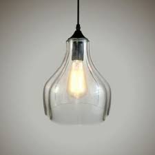 Bottle Drop Ceiling Lighting Minimalist Clear Glass 1 Light Hanging Light In Black For Kitchen Takeluckhome Com