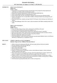 Kids Club Attendant Resume Samples Velvet Jobs