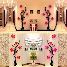 3d Vase Removable Flower Tree Crystal Acrylic Wall Sticker Home Decor Wall Stickers Home Decor Wall Sticker Design Flower Vase Diy