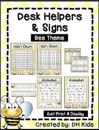 desk helpers signs letters number charts bee theme