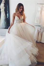 V Neck Spaghetti Straps Empire Waist Beach Bridal Gowns Wedding Dresses Ld250 Ball Gowns Wedding Spaghetti Strap Wedding Dress Tulle Wedding Dress