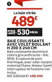 Check spelling or type a new query. Promo Baie Coulissante Avec Volet Roulant H 200 X 240 Cm Chez Leroy Merlin