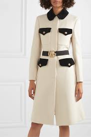 Ivory Belted Velvet Trimmed Wool Coat Gucci Wool Coat Coat Royal Clothing