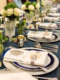 Elegant Regal Blue And White Passover Seder Table Set Up Passover Seder Table Seder Table Passover Table Setting