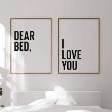 Dear Bed I Love You Funny Bedroom Wall Art Bedroom Wall Decor Over The Bed Bedroom Print Set Of 2 Sleep Printable Dorm Room Wall Art Funny Bedroom Wall Decor Bedroom