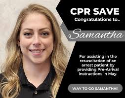A huge congratulations to Samantha for achieving a CPR save in May! Your  dedication and quick actions truly made a difference. Keep up the  outstanding work!