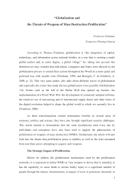 Weapons of mass destruction technologies. Pdf Globalization And The Threats Of Weapons Of Mass Destruction Proliferation