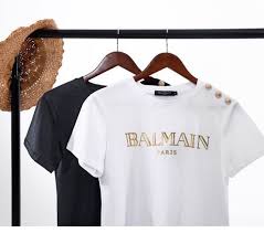 Balmain Black And Gold T Shirt Black White Red Balmain T Paris Tee Shirt With Gold Logo Printed T Shirt Ebay Paris Tee Print T Shirt T Shirts For Women