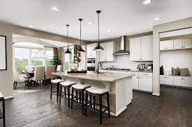 Sleek Kitchen Island That Comfortably Seats Four Coronado Model Home Emmitsburg Mary Sleek Kitchen Design Kitchen Decor Modern Transitional Kitchen Design