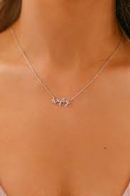 Wifey Charm Necklace Silver Necklace For Girlfriend Charm Necklace Silver Necklace