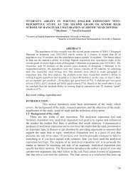 Find out what the purpose of an exposition is in music, films, literature and songs. Pdf The Students Ability In Writing English Exposition Texts Descriptive Study At The Second Grade Of Senior High School Of Hangtuah 3 Mataram In Academic Year 2016 2017