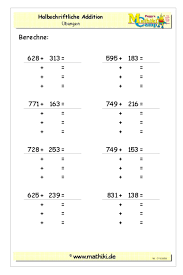 Halbschriftliche Addition Klasse 3 Mathiki De Matheaufgaben Erste Klasse Mathe