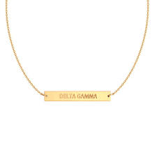 Delta Gamma Yellow Gold Infinity Bar Necklace Nava New York Alpha Sigma Tau Sigma Delta Tau Sorority Jewelry