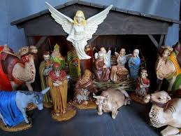 Vintage holland mold christmas nativity shepherd standing holding lamb. Vintage Nativity Creche Set Lighted Manger 21 Pc Lg Scene Etsy Nativity Creche Hand Painted Ceramics Ceramic Nativity Set