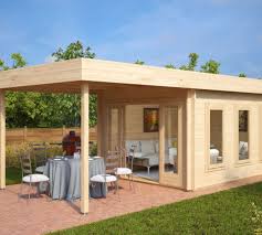 Modernes Gartenhaus Aus Holz Mit Terrassendach Jacob E Zahradni Domek Bungalovy Terasa