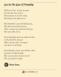 Love In The Guise Of Friendship Poem By Robert Burns