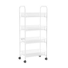 Laundry rooms are utility spaces, much like a kitchen. Rolling Utility Cart Slide Out Storage Organizer Tower For Kitchen Bathroom Laundry Room White Ronlap 4 Tier Classic Storage Cart Mobile Shelving Unit With Handle Serving Carts Home Urbytus Com