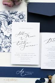 Adlin Elegant Wedding Invitation Sets Modern Invitation Kits Wedding Stationery Navy Wax Seals Modern Calligraphy Invitations Wedding Invitation Kits Fun Wedding Invitations Wedding Invitations