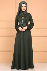 Modaselvim Elbise Gold Dantelli Elbise 5025pm271 Haki Pakaian Desain