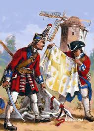 British Troops With Captured French Regimental Colours At The Battle Of Blenheim Battle Of Blenheim Military Flag Seven Years War