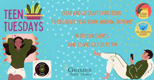 What are some things that make us, especially teens, anxious? Teen Tuesday Grimes Public Library