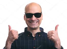 Başparmak kel adam ortaya çıktı. İzole — Stok Foto © spaxiax #158608098