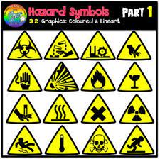 You 39 Ll Be Getting 32 Graphics 16 Coloured And 16 Lineart Of The Following Hazard Symbols Flammable Materials Sign Or S Hazard Symbols Symbols Toxic Sign
