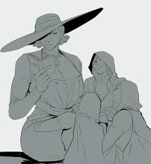 Lady dimitrescu and her daughters by @niallstensonart on twitter. Badasserywomen Had To Sketch Lady Dimitrescu Reading To Daughters