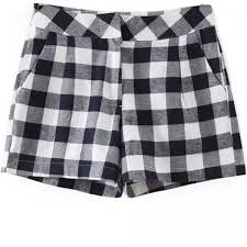 Black And White Shorts With Pockets Black White Plaid Casual Shorts Embellished Shorts Casual Shorts Black And White Shorts