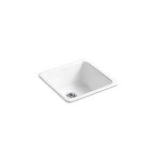 This bar sink includes a bottom sink rack to keep the surface looking new. Kohler Iron Tones Square Top Mount Undermount Single Bowl Kitchen Sink White 6587 0 Rona
