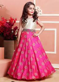 Buy Pink N Beige Art Silk Kids Gown Online From The Wide Collection Of Girls Gown This Pink Beige Colore Gowns For Girls Kids Gown Design Dresses Kids Girl