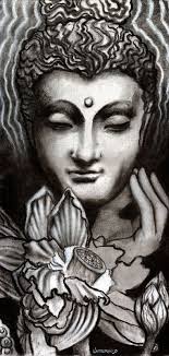 Black And White Acrylic Painting Buddha Buddha Art In Black And White By Pearlwhitecrow On Etsy Buddha Art Buddhist Art Buddhist Artwork