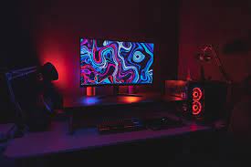 Sovid gaming desk with led rgb lights 55 inch pc computer desk y shaped gamer setup accessories for sons' gift game table gamer handle rack cup holder & headphone hook black. 750 Gaming Setup Pictures Download Free Images On Unsplash