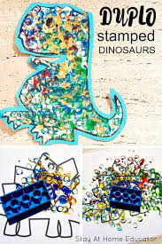 Simple diy activities for home. Make Stamped Dinosaur Art With Preschoolers And Toddlers